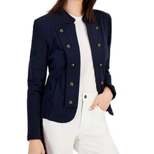 Tommy Hilfiger Navy Military Band Jacket Button Detail Blazer Size M